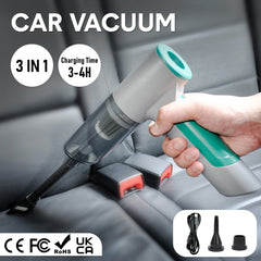 Car Vacuum 12V 120W Handheld Cordless Rechargeable Portable Wireless Cleaner 3 Variable Speed With 2000mah Li-ion Battery for Car Desktop Home Cleaning