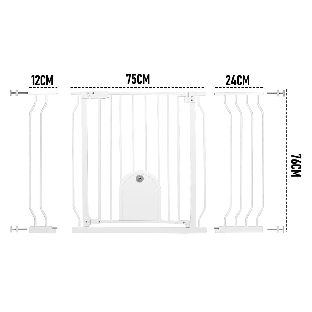 Alston 76cm Tall Baby Pet Security Gate Safety Adjustable Width with Cat Door for House Doorways Stairs Guard Extension Part Width 12cm/24cm Wall Mount