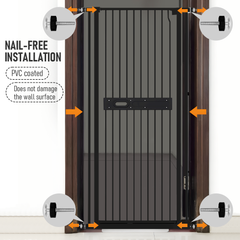 Alston Extra Tall 150cm Baby Pet Security Gate Balck Safety Gate Easy Fit Fence Two Way Opening No Drill Needed