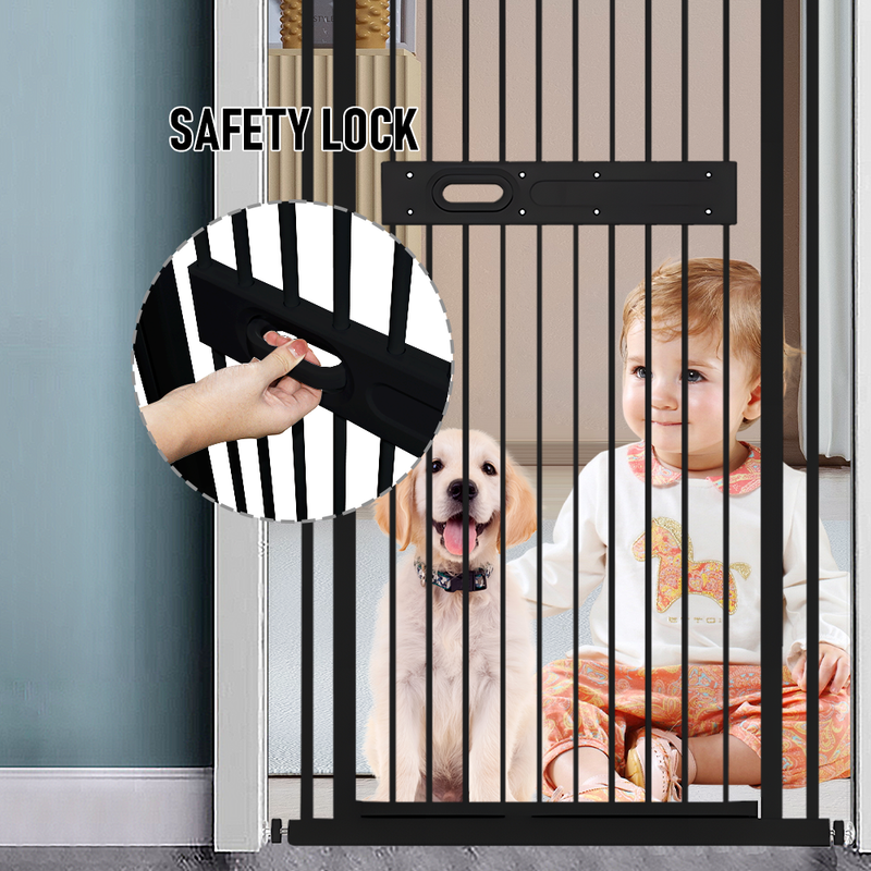 Extra Tall 150cm Baby Pet Security Gate Balck Safety Gate Easy Fit Fence Two Way Opening No Drill Needed Extension Part