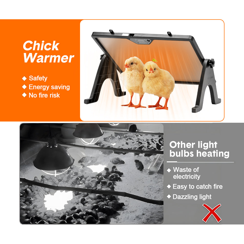 Chick Warmer Pet Warmer 220V Dual-Sided Electric Remote Hangable Heating Plate Angle and Temperature Adjustable Chicken Brooder for Poultry Heating