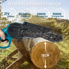 21V 6 Inch Cordless Pole Saw Extendable Telescopic Handheld 2 In 1 Rechargeable Compact Brushless Chainsaw Pruning Shear-Skin Only