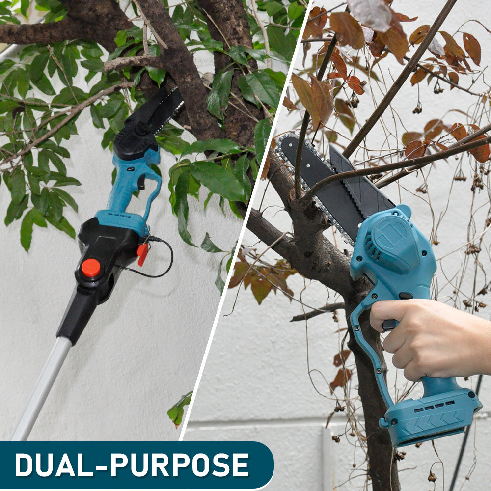 21V 6 Inch Cordless Pole Saw Extendable Telescopic Handheld 2 In 1 Rechargeable Compact Brushless Chainsaw Pruning Shear-Skin Only