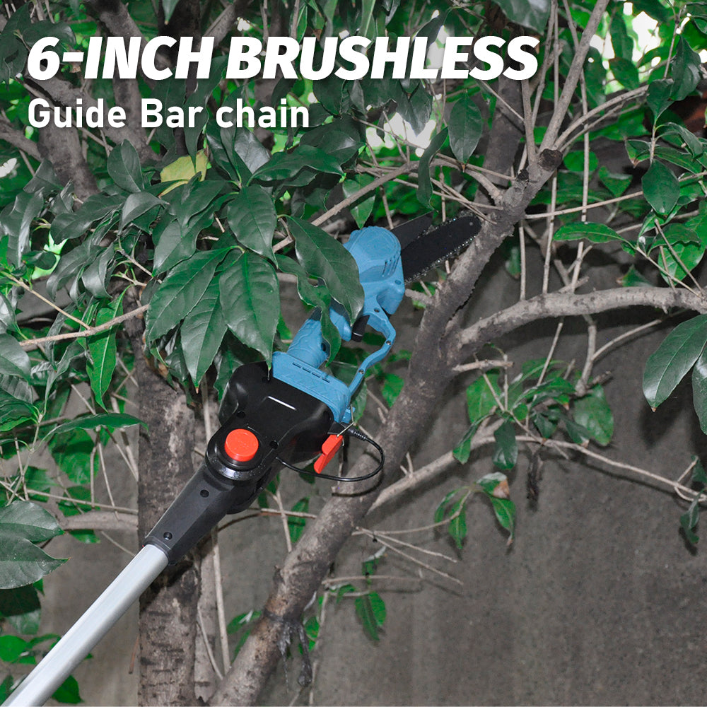 21V 6 Inch Cordless Pole Saw Extendable Telescopic Handheld 2 In 1 Rechargeable Compact Brushless Chainsaw Pruning Shear-Skin Only