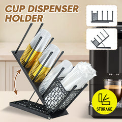 Cup and Lid Holder Height Adjustable 4 Compartment With Detachable Utensils/Straw Holder for Countertop Coffee Shop Bar Restaurant Office