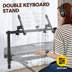 2 Tier Double Keyboard Stand Portable Heavy Duty Liquid Stands Height and Width Adjustable For Electric Digital Piano and Synths Fits Z Style Stand