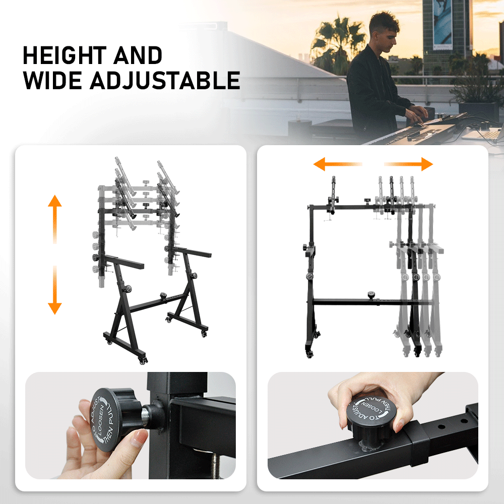 2 Tier Double Keyboard Stand Portable Heavy Duty Liquid Stands Height and Width Adjustable For Electric Digital Piano and Synths Fits Z Style Stand