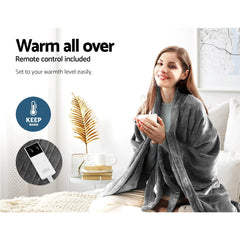 Giselle Bedding Heated Electric Throw Rug Fleece Sunggle Blanket Washable Silver