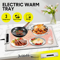 Portable Electric Warming Tray 220V/240W Silicone Food Warmer Full Surface Heating with 3 Temperature Settings and Timer for Kitchen Buffets