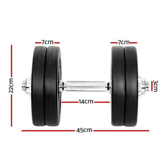 Everfit 25kg Dumbbell Set Weight Plates Dumbbells Lifting Bench