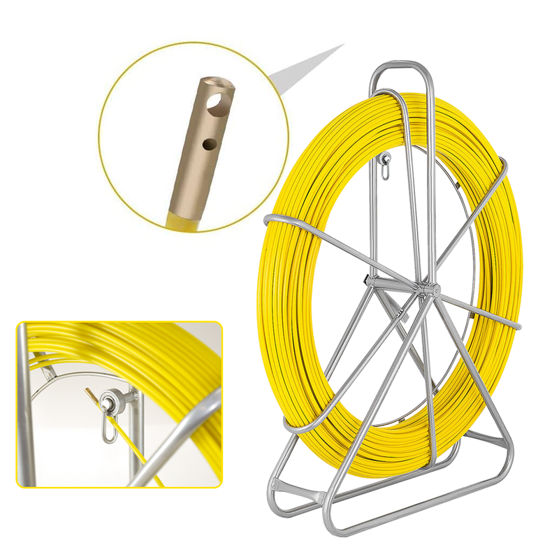 8mm 150M Fish Tape Puller Fiberglass Rodder with Steel Reel Cage Guiding Cable Duct Rodder Snake Copper Wire Telstra NBN Tool Non-Conduct