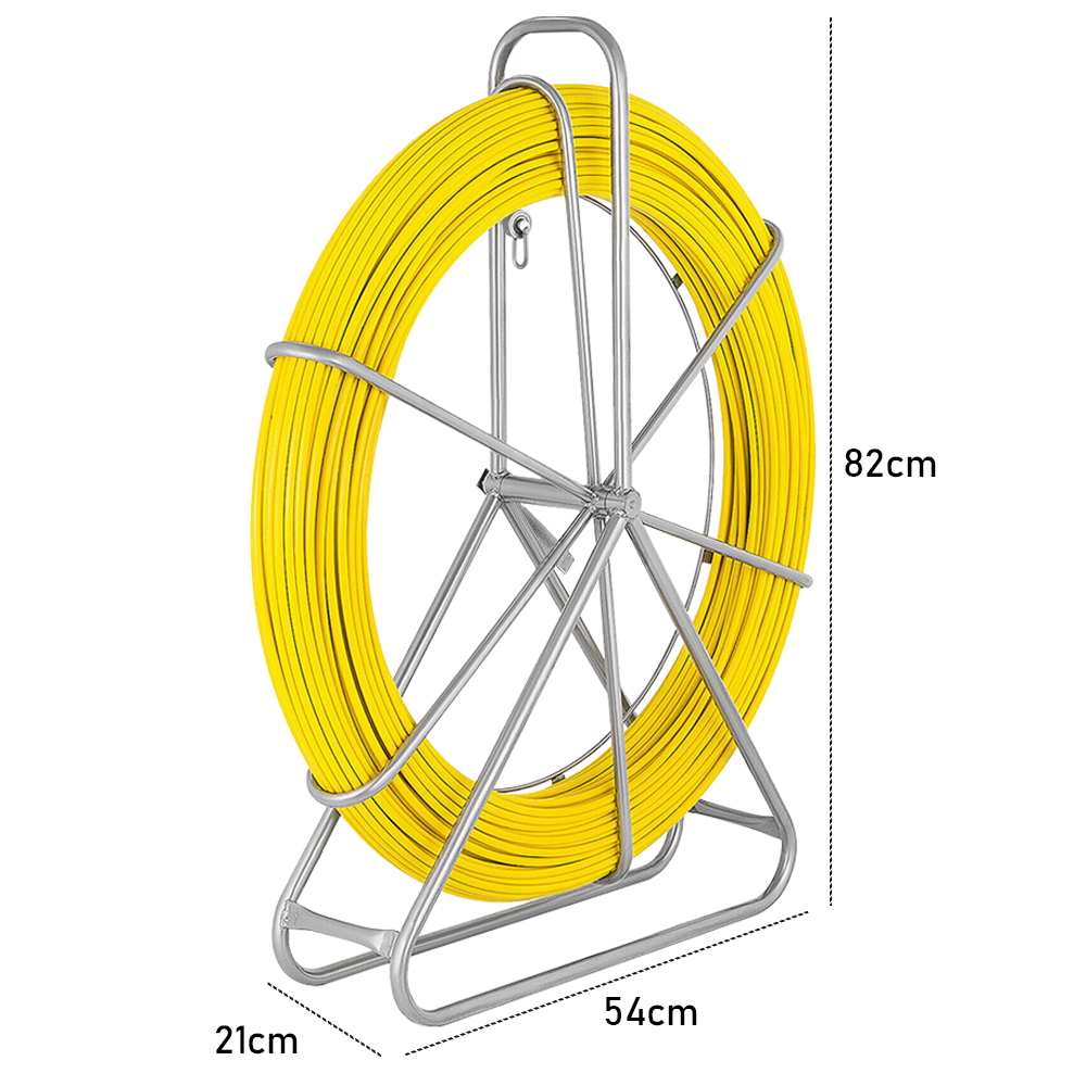 Alston 8mm 150M Fish Tape Puller Fiberglass Rodder with Steel Reel Cage Guiding Cable Duct Rodder Snake Copper Wire Telstra NBN Tool Non-Conduct