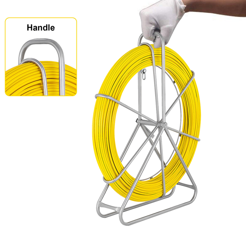 8mm 150M Fish Tape Puller Fiberglass Rodder with Steel Reel Cage Guiding Cable Duct Rodder Snake Copper Wire Telstra NBN Tool Non-Conduct