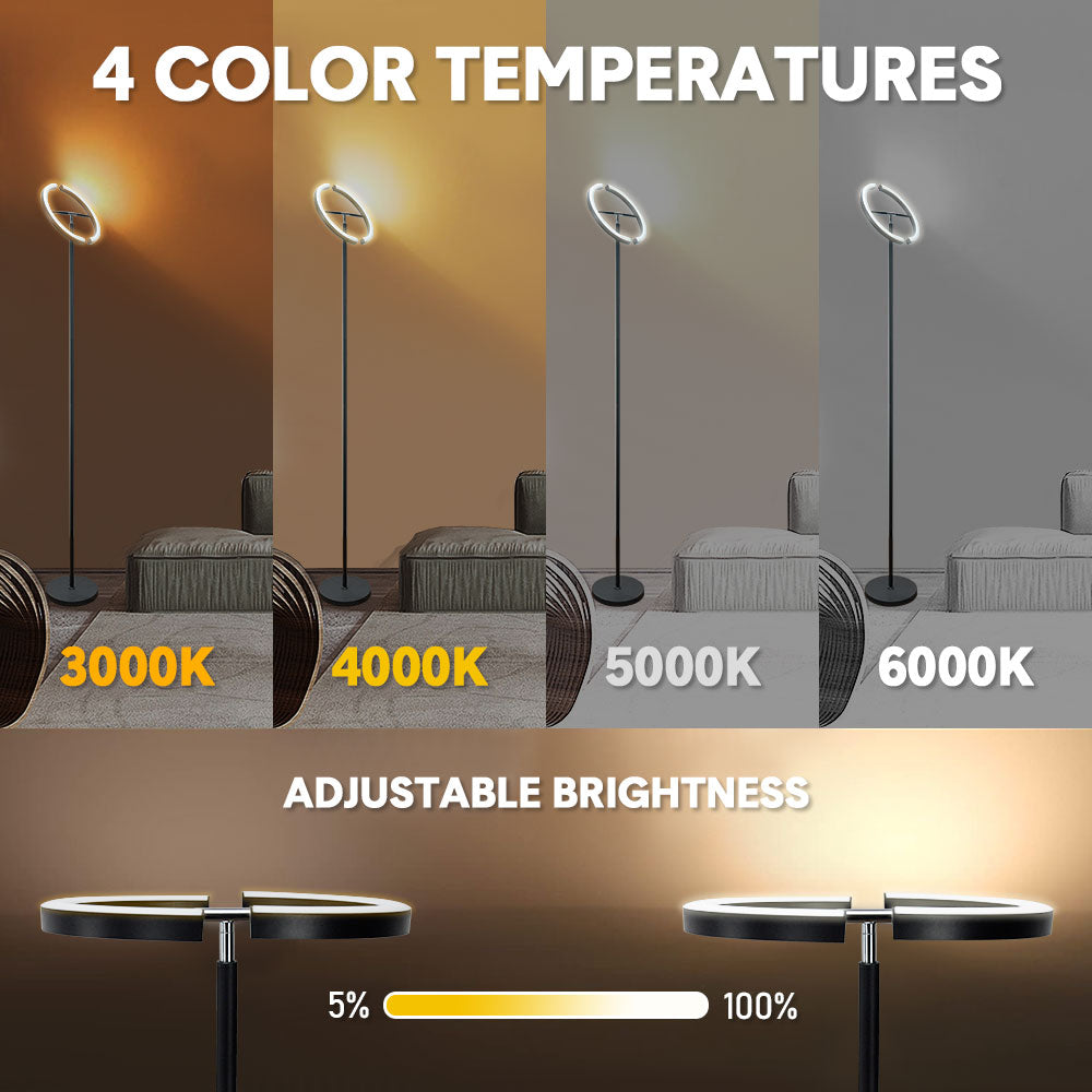 Split Floor Lamp LED Rotatable Standing Lamp Dimming 3000K-6000K Adjustable Color Temperature With Touch and Remote Control for Living Room Bedroom Office