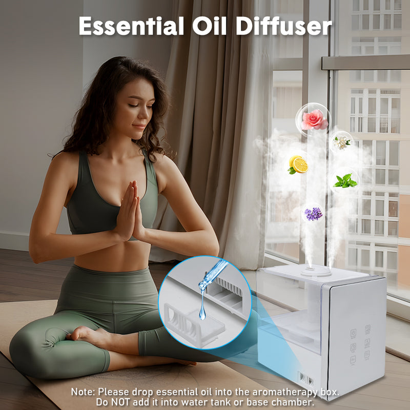 6L Large Humidifier Capacity High-Fog Portable Multifunctional Atomizer Whisper-Quiet Operation Adjustable Mist Output For Large Office Home Bedroom