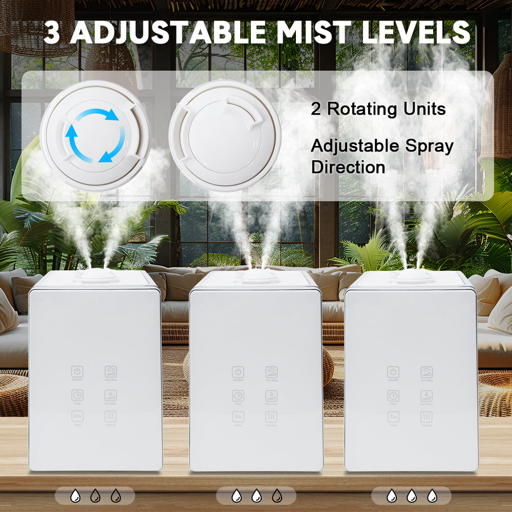 6L Large Humidifier Capacity High-Fog Portable Multifunctional Atomizer Whisper-Quiet Operation Adjustable Mist Output For Large Office Home Bedroom