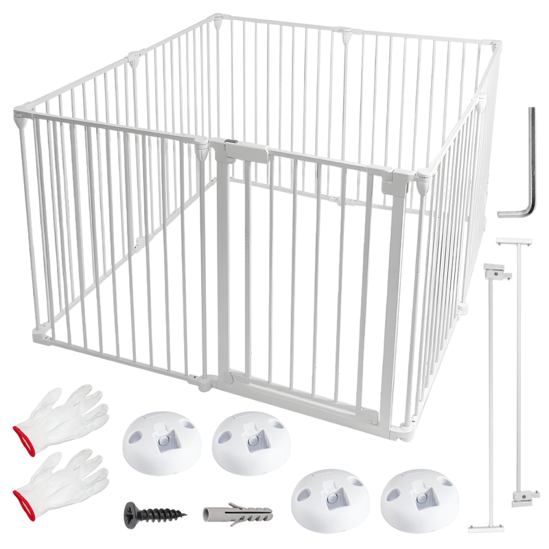 Foldable Pet Dog Safety Gate Fence Universal Folding Enclosure Playpen Play Pen 8pcs Panel 74cm Tall for Puppy Cat Rabbit Pet Indoor Outdoor