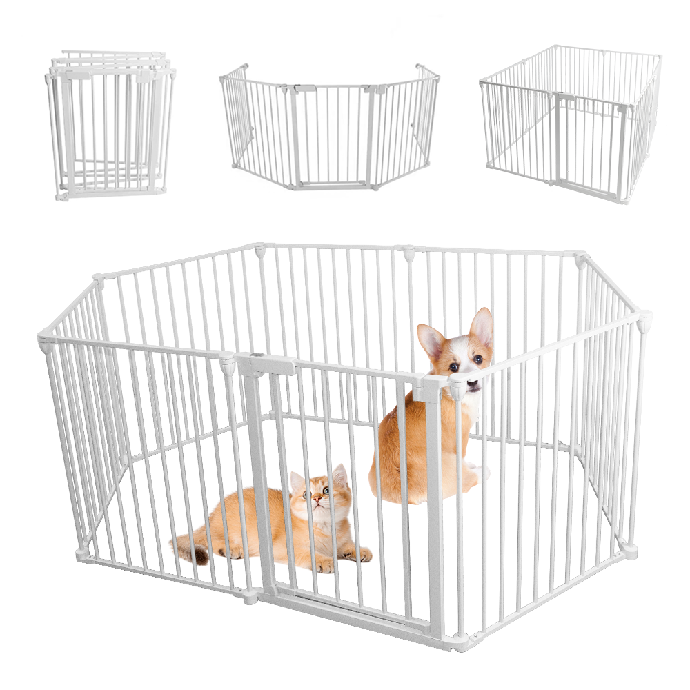 Foldable Pet Dog Safety Gate Fence Universal Folding Enclosure Playpen Play Pen 8pcs Panel 74cm Tall for Puppy Cat Rabbit Pet Indoor Outdoor