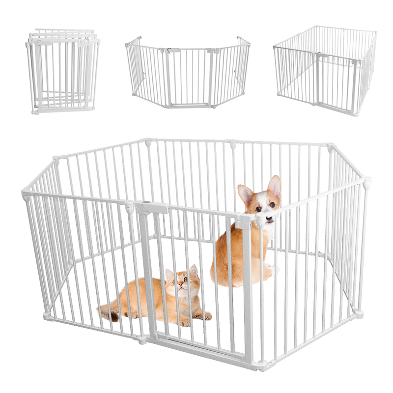 Foldable Pet Dog Safety Gate Fence Universal Folding Enclosure Playpen Play Pen 8pcs Panel 74cm Tall for Puppy Cat Rabbit Pet Indoor Outdoor