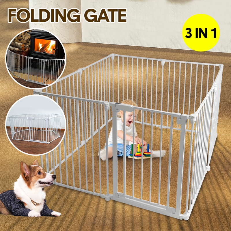 Foldable Pet Dog Safety Gate Fence Universal Folding Enclosure Playpen Play Pen 8pcs Panel 74cm Tall for Puppy Cat Rabbit Pet Indoor Outdoor