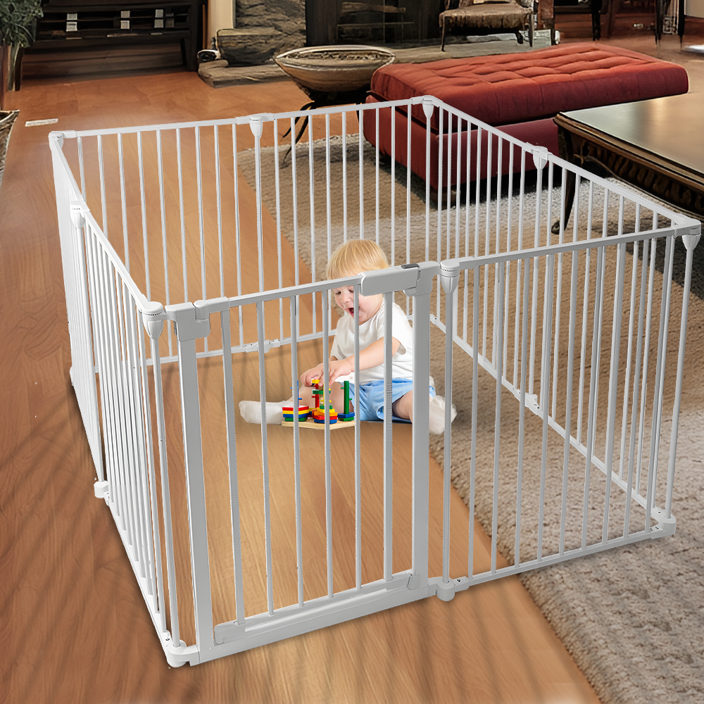 Foldable Pet Dog Safety Gate Fence Universal Folding Enclosure Playpen Play Pen 8pcs Panel 74cm Tall for Puppy Cat Rabbit Pet Indoor Outdoor