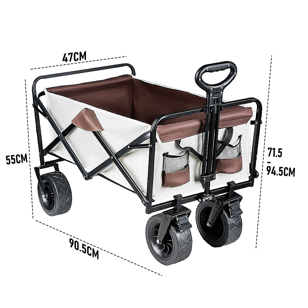 Folding Wagon Cart Camping Cart Beach Trolley Heavy Duty 150L Storage for Outdoor Garden Picnic Sports Shopping Trolley 200KG Weight Capacity