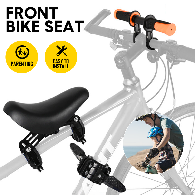 3 In 1 Kids Bike Mounted Front Seat Detachable With Handlebar Foot Pedal Bicycle Seat for Children 1-8 Years Compatible with All Adult Mountain Bikes