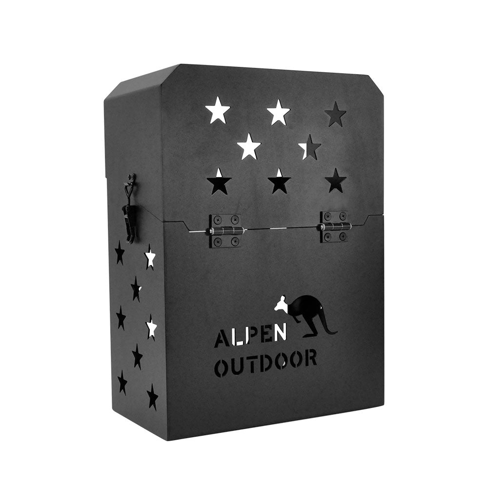 Alpen Outdoor Lockable Jerry Can Holder With Lid 3mm Thickness Aluminium For 20L Fuel Tank For Camping Caravans 4WD Trailer Canopy Camper L38xD52xW21.5cm Black