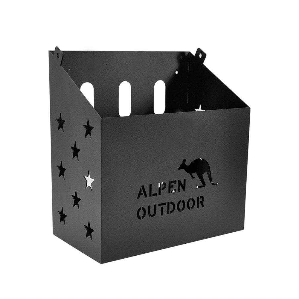 Alpen Outdoor Jerry Can Holder 2.5mm Thickness Aluminium Alloy Cover Easy Access 20L Fuel Tank For Camping Caravans 4WD Trailer Canopy Camper L38xD40xW21cm Black