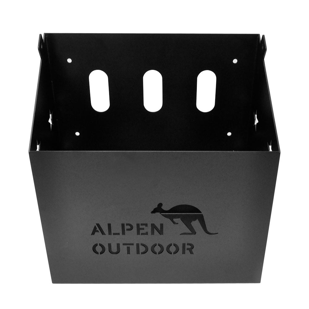 Alpen Outdoor Jerry Can Holder 2.5mm Thickness Aluminium Alloy Cover Easy Access 20L Fuel Tank For Camping Caravans 4WD Trailer Canopy Camper L38xD40xW21cm Black