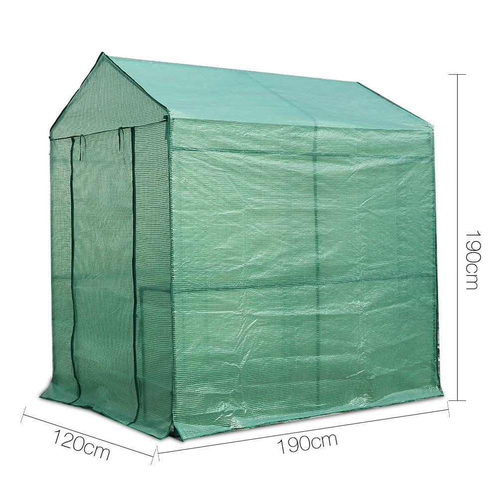 Greenfingers Greenhouse 1.2x1.9x1.9M Walk in Green House Tunnel Plant Garden Shed 4 Shelves