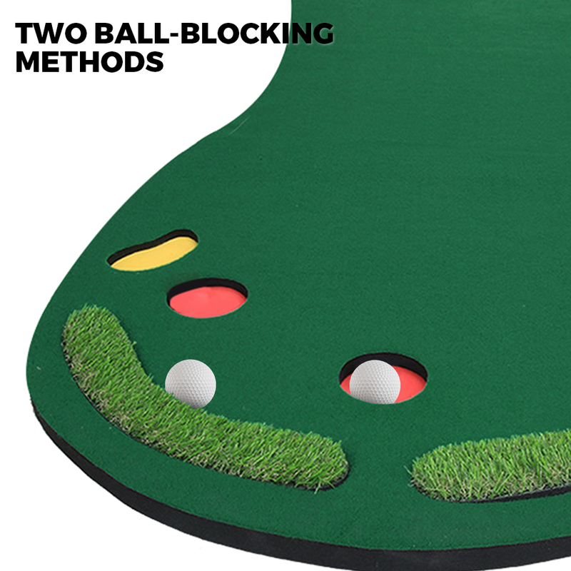 3M Golf Putting Mat Training Practice Slope Golf Pong Game Indoor Outdoor Garden Home Golf Portable Slope Non-Skid Hitting Mats with 4 Balls Easy Set Up