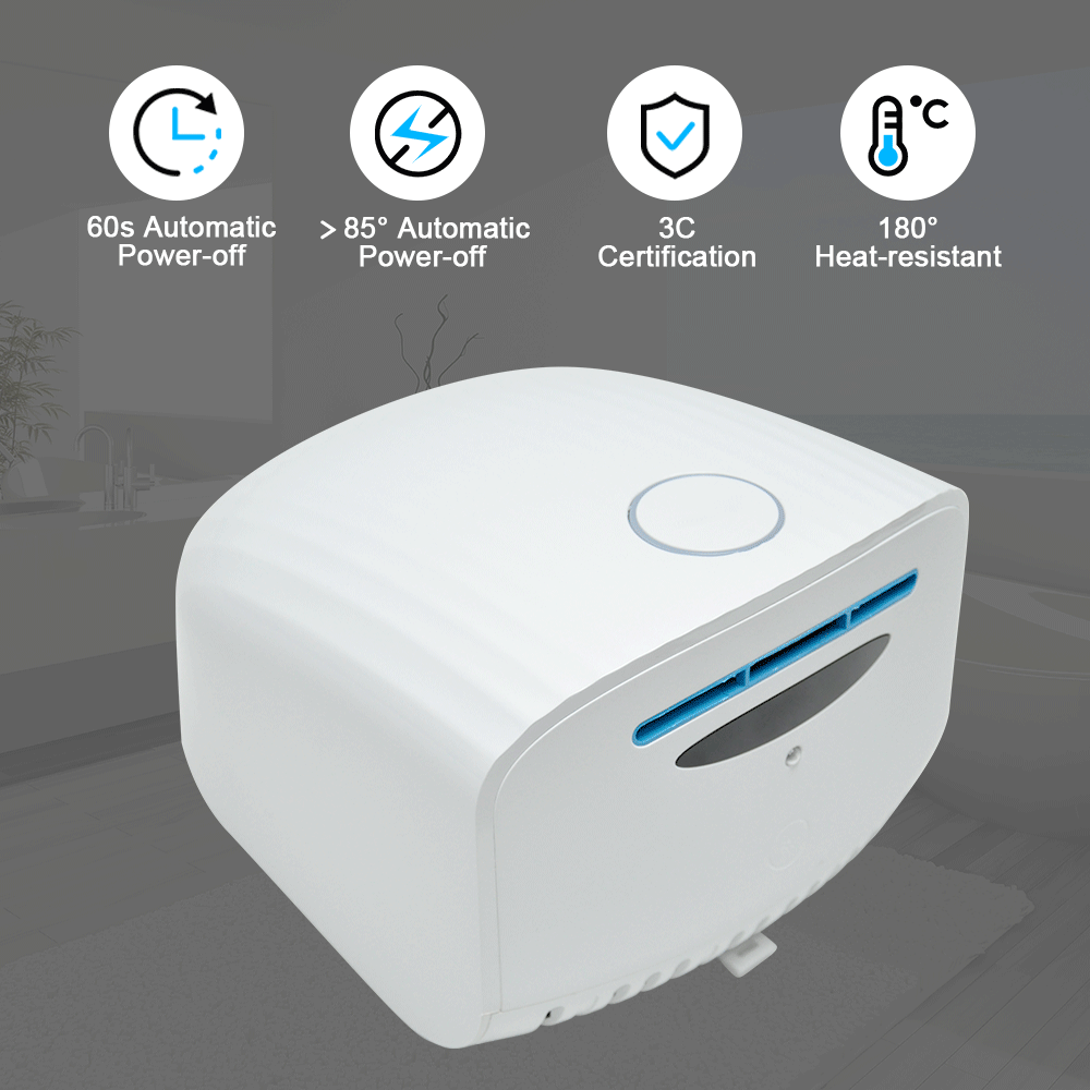 1200W 220V Electric Powerful Wall Mounted Automatic Hand Dryer IPX4 Waterproof Noise-Reducing Vent Quick Drying White Fit for Household Commercial Hotel