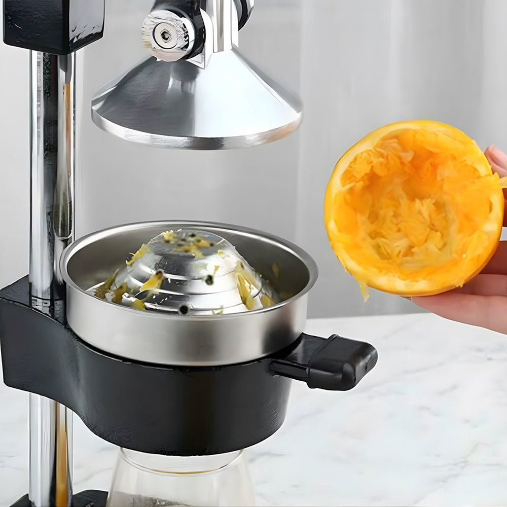 Manual Hand Press Juicer Black Commercial 304 Stainless Steel Fruit Extractor Squeezer Orange Citrus Juicer Presser with Non Slip Base and Elongated Handle