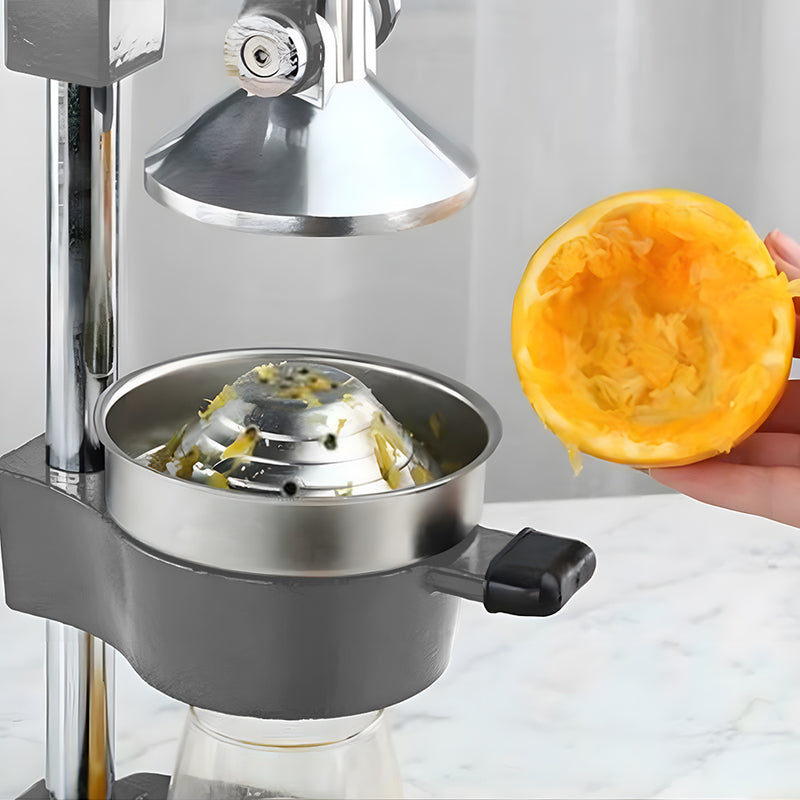 Manual Hand Press Juicer Grey Commercial 304 Stainless Steel Fruit Extractor Squeezer Orange Citrus Juicer Presser with Non Slip Base and Elongated Handle