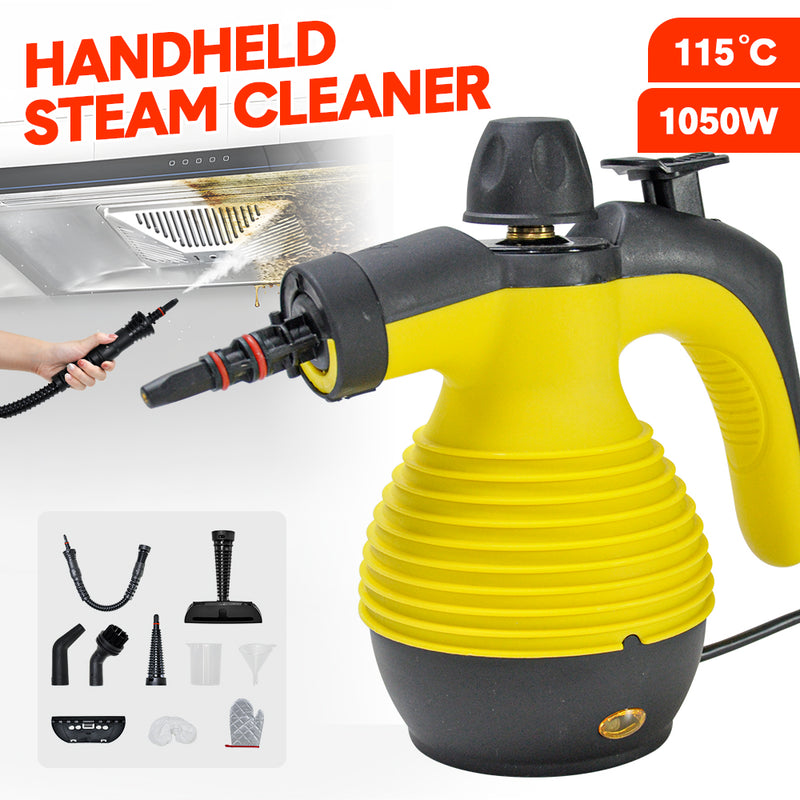 Multi-Purpose Handheld Pressurized Steam Cleaner 1050W with 9-Piece Accessories High Temperature for Kitchen Bathroom Car Window Cleaning