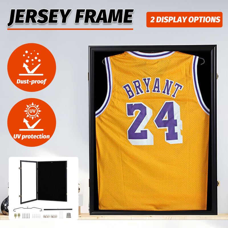 Jersey Frame Display Case Lockable Large Sports Jersey Showcase Box for Football Soccer Basketball Baseball Hockey with UV Protection Acrylic Black