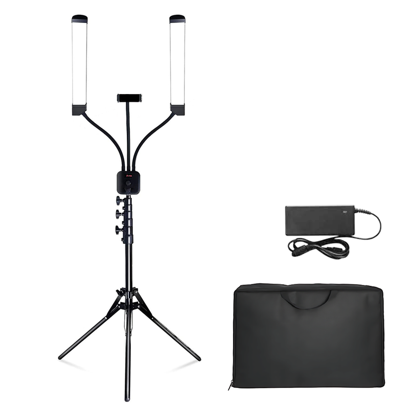 2M 2 Heads LED Beauty Light Stand LED Video Light Dimmable LED Adjustable Stand Photography Kit for Eyelash Extensions Makeup Tattoo with Phone Holder