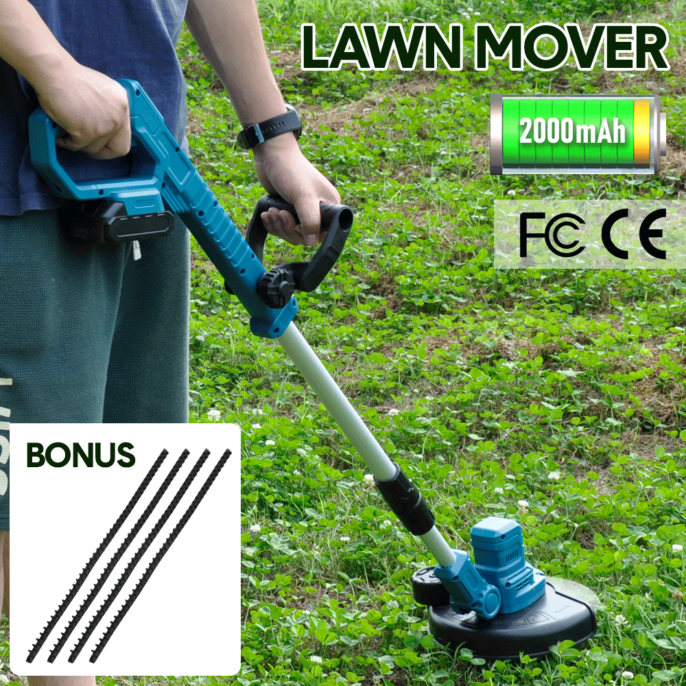 21V 2 In 1 Cordless Line Grass Trimmer Whipper Lawn Edger with Command Feed Blades Spool Lines 1x2000mAh Rechargeable Battery Charger Garden Grass Cutter