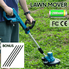 21V 2 In 1 Cordless Line Grass Trimmer Whipper Lawn Edger with Command Feed Blades Spool Lines 1x2000mAh Rechargeable Battery Charger Garden Grass Cutter