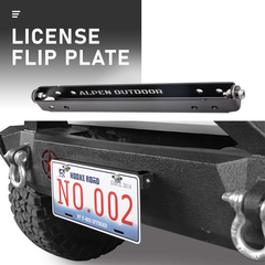 Alpen Outdoor Flip Up Winch License Plate Mounting Bracket Number Plates Holder 120 Rotation Access Stainless Steel Fit for Pickup Trucks Off-Road Cars