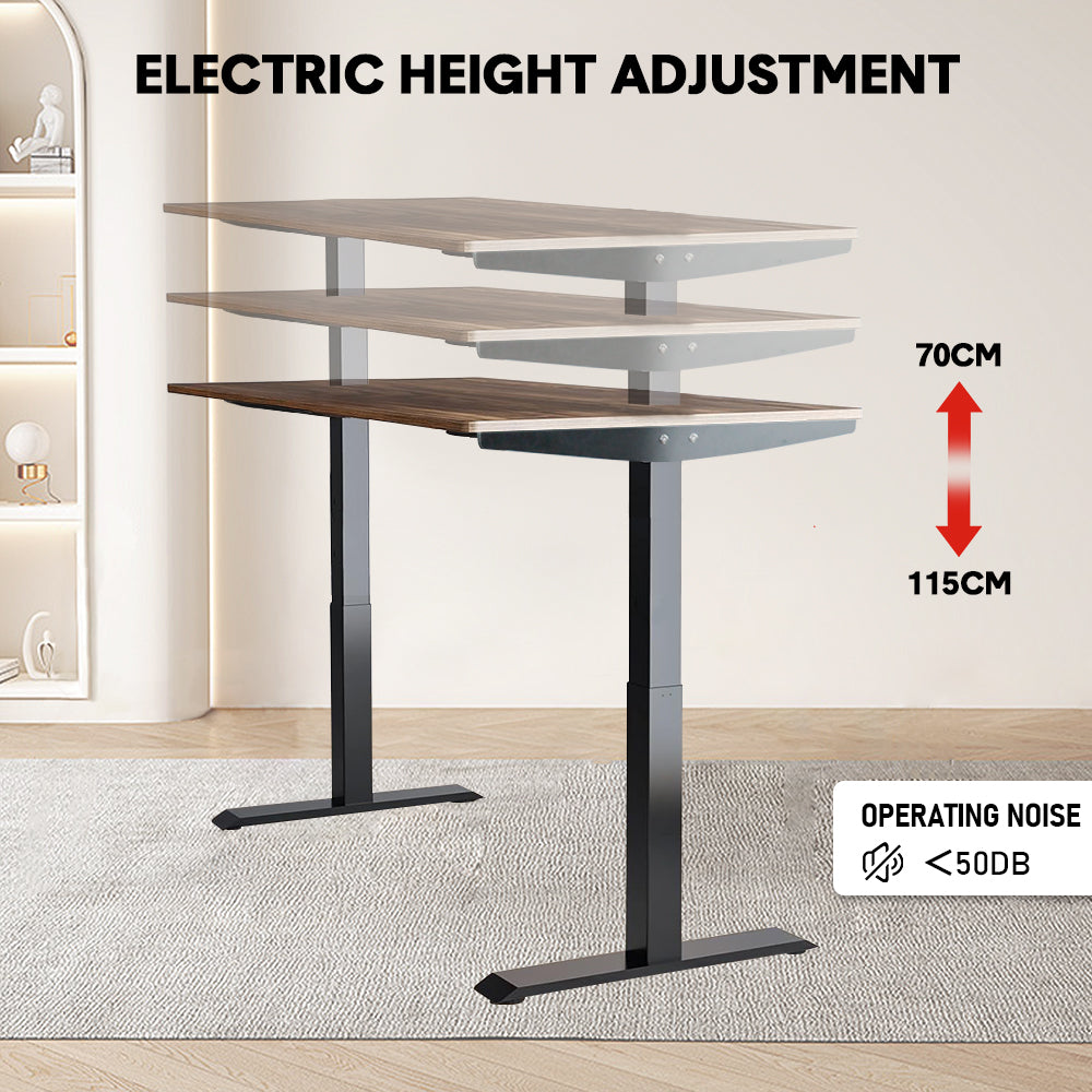 Single Motor Desk Frame Base Height Adjustable 70 to 115cm Desk Legs Lift Stand Table Fit Tabletop 120 to 180cm for Home Office Desk Black