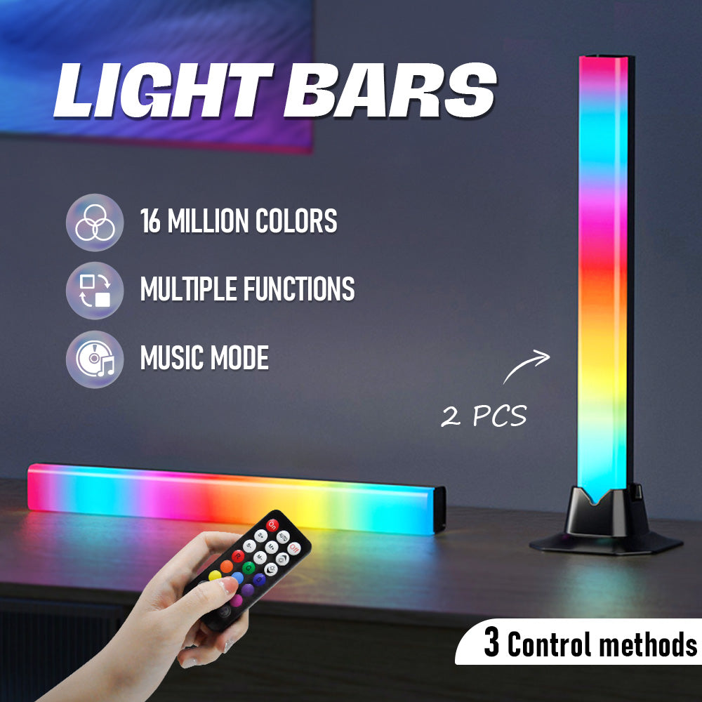 Smart LED Light Bar 2 Set 16 Million Background Ambient Light with 21 Key Remote Control Bluetooth App For Gaming Desktop TV Backlight Party Decoration