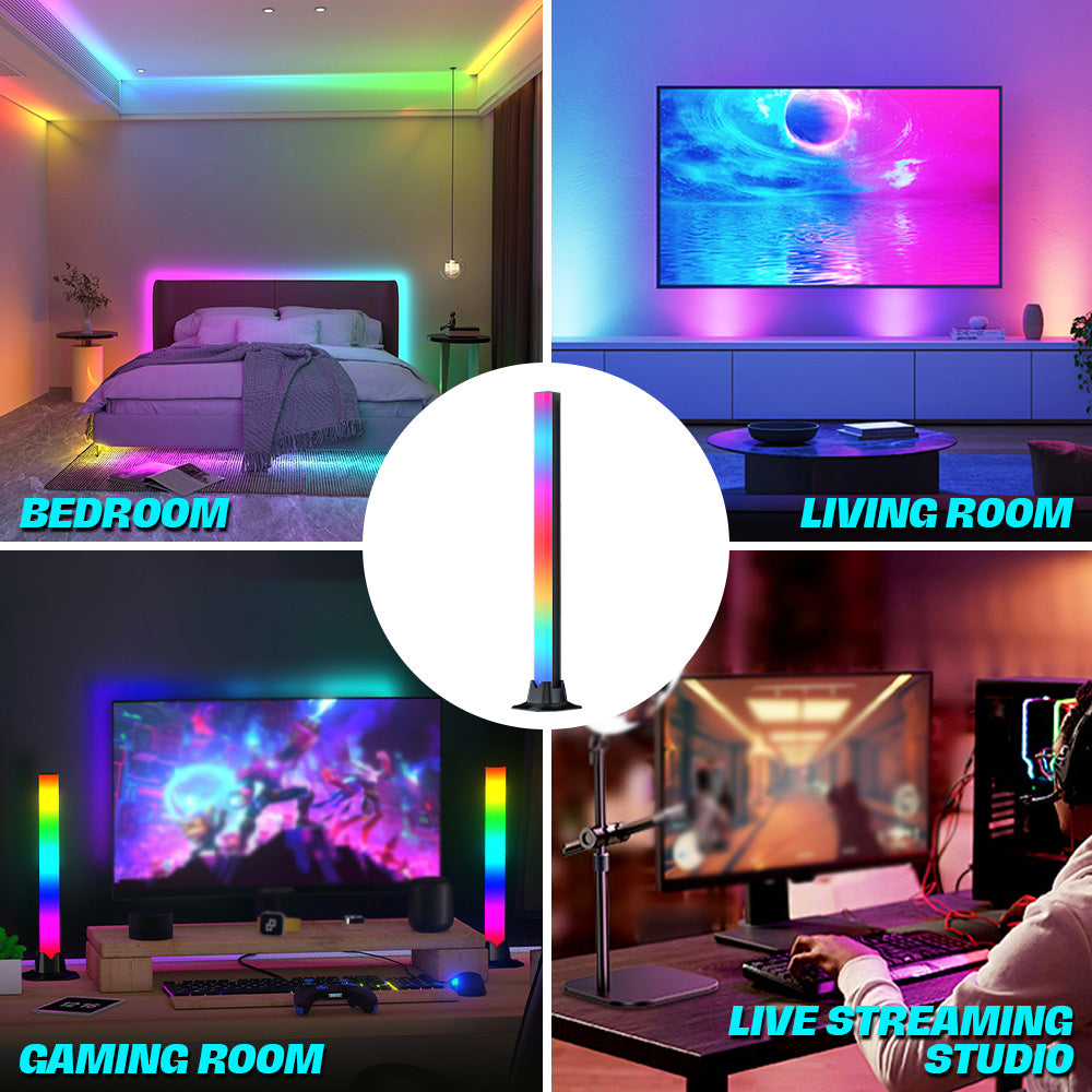 Smart LED Light Bar 2 Set 16 Million Background Ambient Light with 21 Key Remote Control Bluetooth App For Gaming Desktop TV Backlight Party Decoration