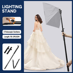 Handheld Boom Pole Stand Light Portable Telescopic Stand Max 3m with Lock and Shoulder Strap For Studio Strobe Light Flash Microphone Speedlight Support