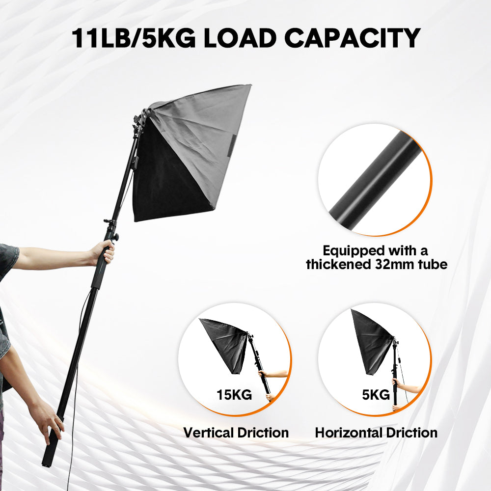 Handheld Boom Pole Stand Light Portable Telescopic Stand Max 3m with Lock and Shoulder Strap For Studio Strobe Light Flash Microphone Speedlight Support