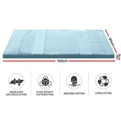 Giselle Bedding Memory Foam Mattress Topper 7-Zone 8cm Single