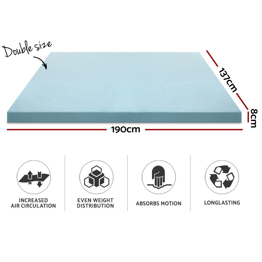 Giselle Bedding Memory Foam Mattress Topper Cool Gel 8cm Double