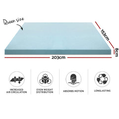 Giselle Bedding Memory Foam Mattress Topper Cool Gel 8cm Queen