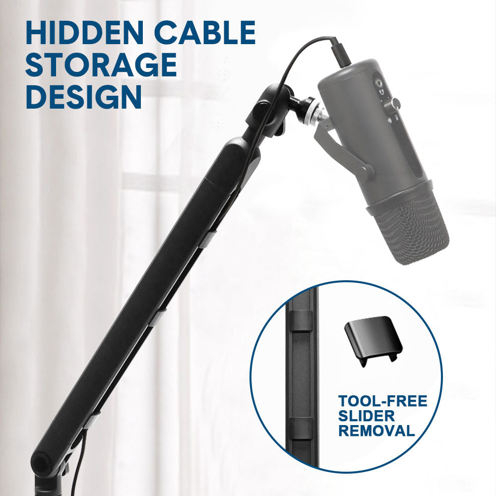 Mic Arm Microphone Holder Swivel Suspension Boom Hidden Cable Channels Versatile Desk Clamp Counterweight 1/4鈥?3/8鈥?5/8鈥?Mic Mounts Studio Broadcast Streaming Work